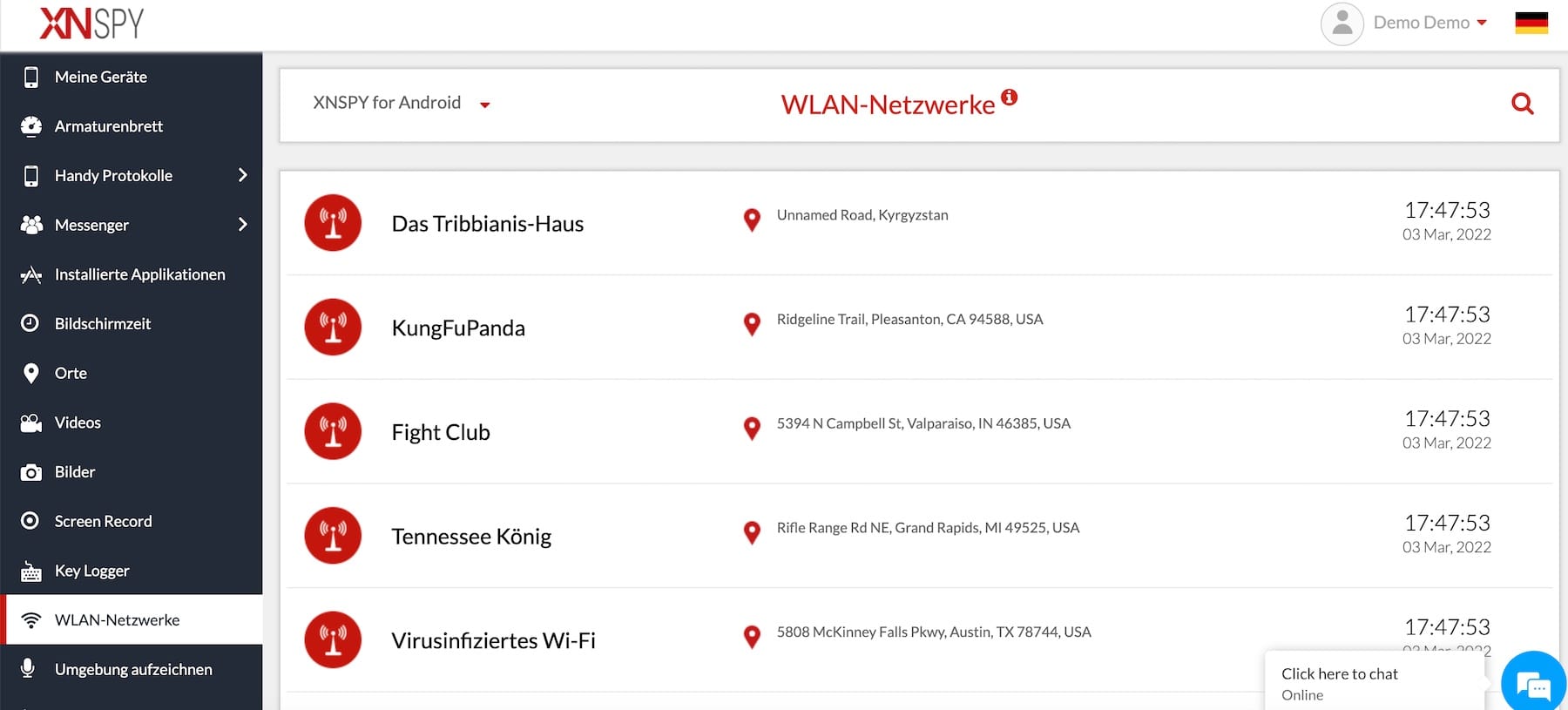 XNSPY Wi-Fi-Protokolle